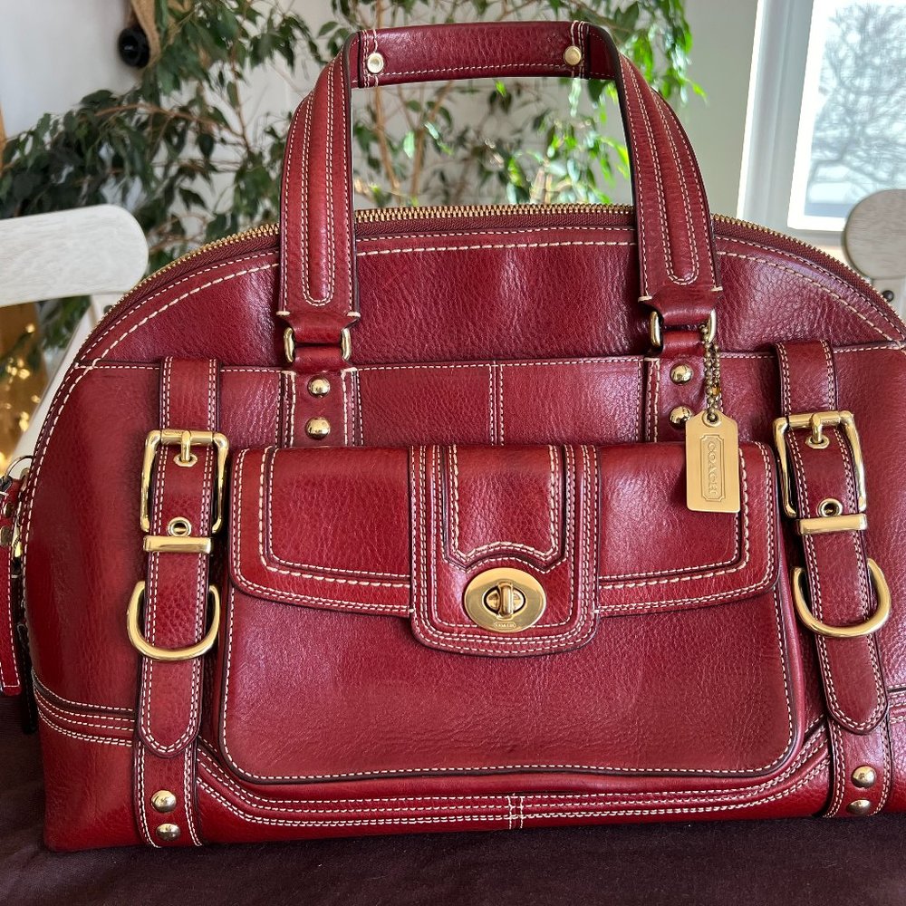 Coach Hamptons Miranda 11085 Burgundy Red Leather Brass Hardware MINT CONDITION!